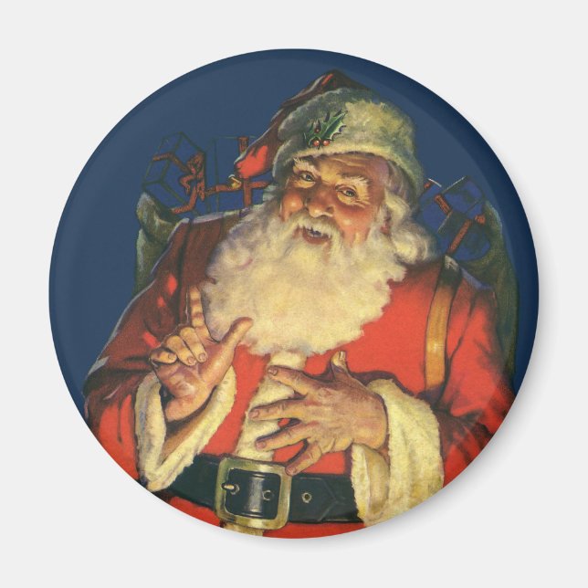 Weihnachten, Jolly Weihnachtsmann mit Spielzeug Magnet (Vorne)