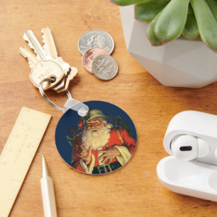 Weihnachten, Jolly Weihnachtsmann mit Spielzeug Schlüsselanhänger