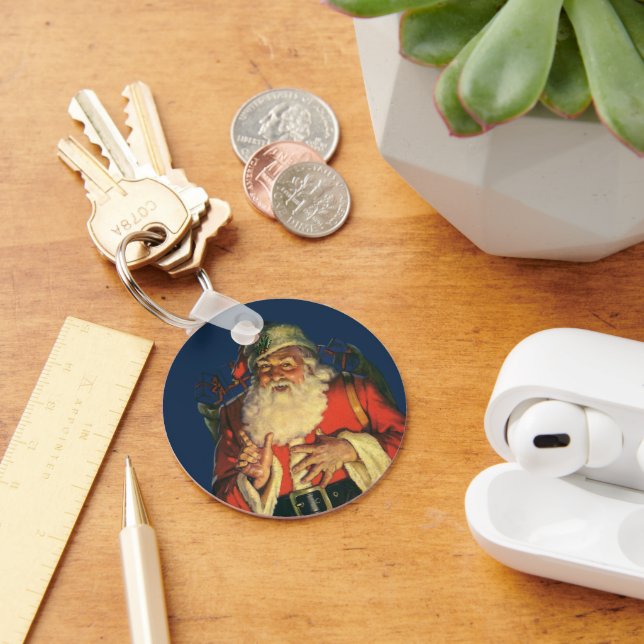 Weihnachten, Jolly Weihnachtsmann mit Spielzeug Schlüsselanhänger (Schreibtisch)