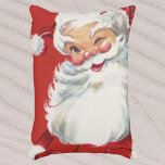 Weihnachten, Jolly Winking Weihnachtsmann Dekokissen<br><div class="desc">Vintage Illustration Weihnachtsfeierdesign mit einem glücklichen,  fröhlichen Weihnachtsmann,  der einen Hut trägt und zwinkert,  als ob er ein Geheimnis hätte. Ho,  ho,  ho,  frohe Weihnachten!</div>