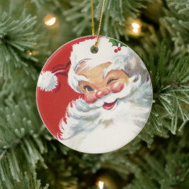 Weihnachten, Jolly Winking Weihnachtsmann Keramik Ornament