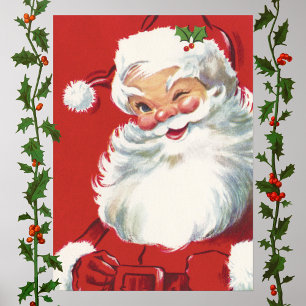 Weihnachten, Jolly Winking Weihnachtsmann Poster