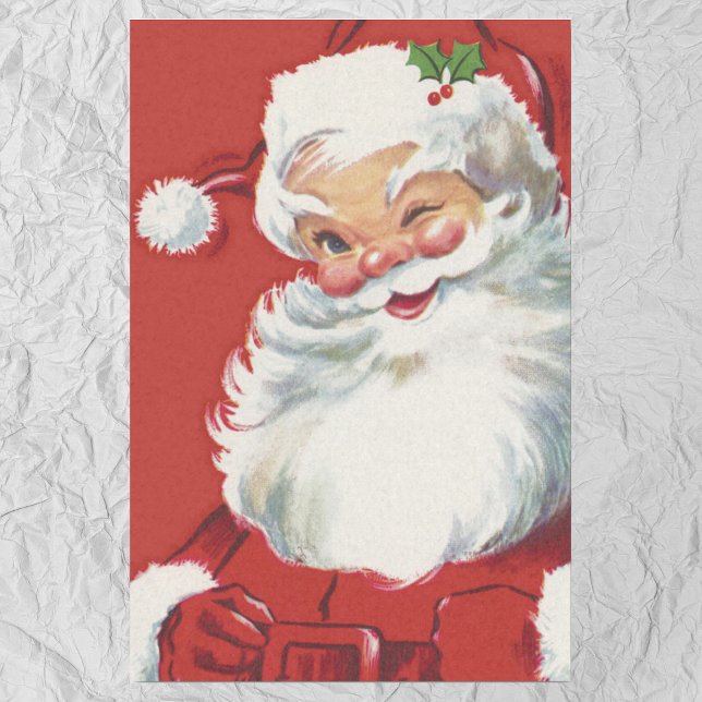 Weihnachten, Jolly Winking Weihnachtsmann Seidenpapier (Von Creator hochgeladen)