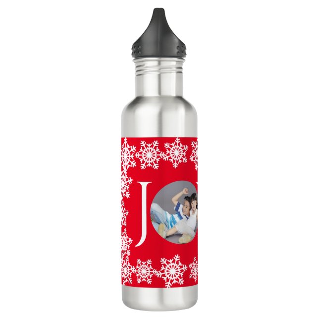 Weihnachten "JOY" Red White Snowflake H Foto Edelstahlflasche (Links)