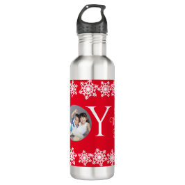 Weihnachten "JOY" Red White Snowflake H Foto Edelstahlflasche