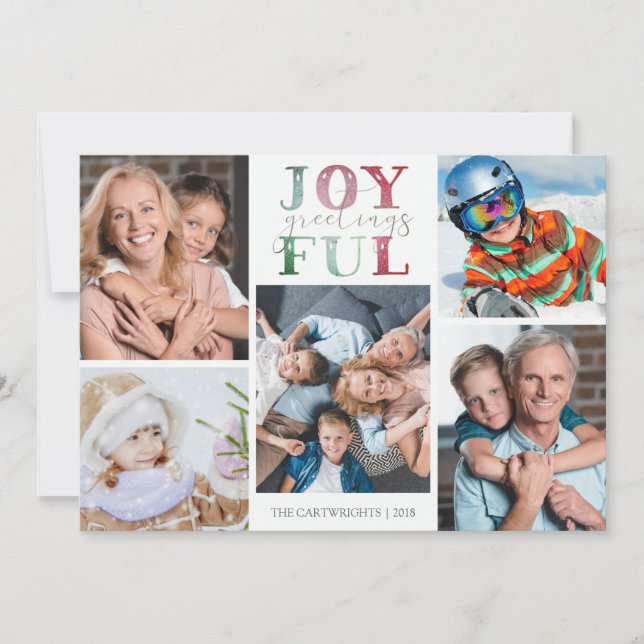 Weihnachten JOYFUL GREETINGS 5 Fotos Wasserfarbe (Vorderseite)