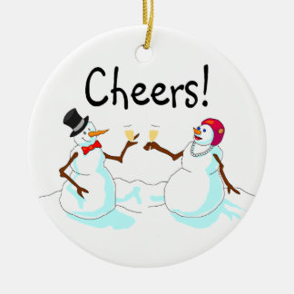 Weihnachten jubelt Schneemännern zu Keramik Ornament
