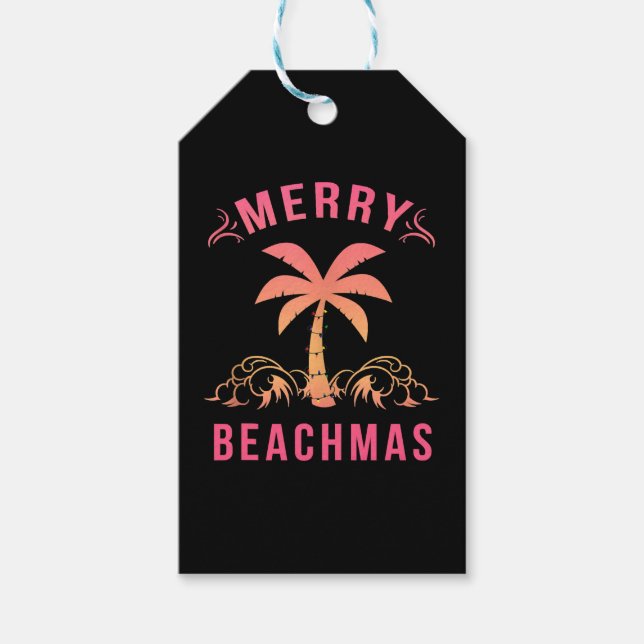 Weihnachten Juli Küste Strand Merry Beachmas Palm Geschenkanhänger (Vorderseite)