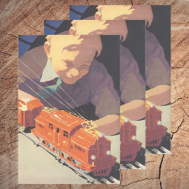 Weihnachten, Junge spielen mit Spielzeugbahnen Geschenkpapier Set