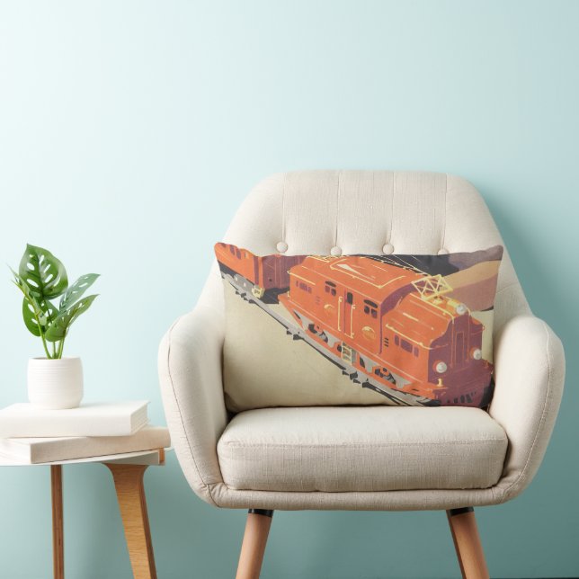 Weihnachten, Junge spielen mit Spielzeugbahnen Lendenkissen (Stuhl )