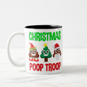 Weihnachten kacke Truppen Emoji kackend Zweifarbige Tasse