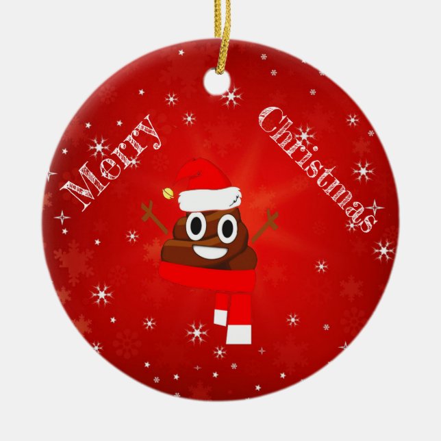 Weihnachten kacken Hut-u. Schal-Spaß Emoji Keramik Ornament (Vorne)