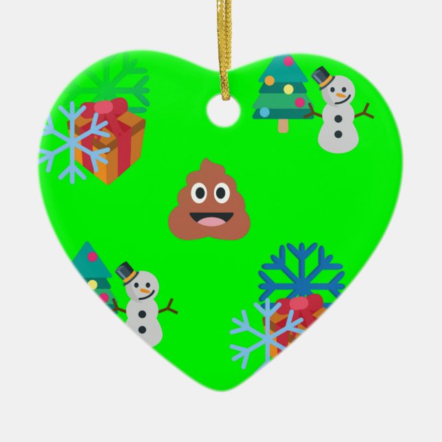 Weihnachten kackte Emoji Keramikornament (Vorne)
