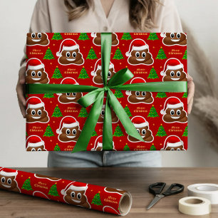 Weihnachten kackte Emoji mit Weihnachtsmannmütze P Geschenkpapier
