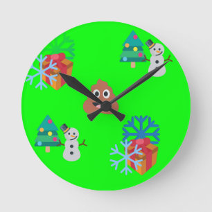 Weihnachten kackte Emoji Runde Wanduhr