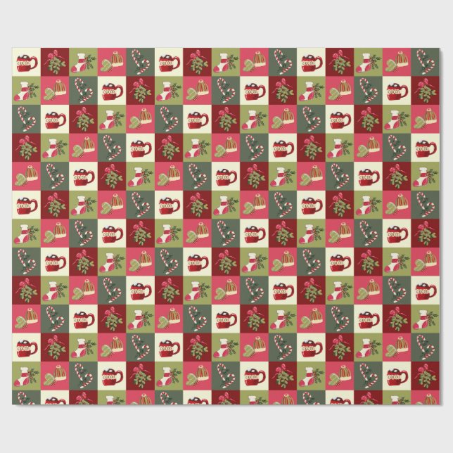 Weihnachten Kakaokonserven Geschenkpapier (Flach)