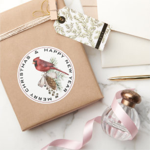 Weihnachten Kardinal Frohe Weihnachten Glück Neues Runder Aufkleber