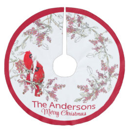 Weihnachten Kardinal gebürstet Polyester Tree Skir Weihnachtsbaumdecke