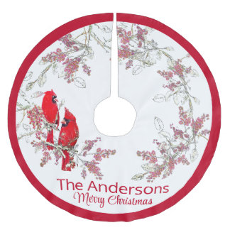 Weihnachten Kardinal gebürstet Polyester Tree Skir Weihnachtsbaumdecke