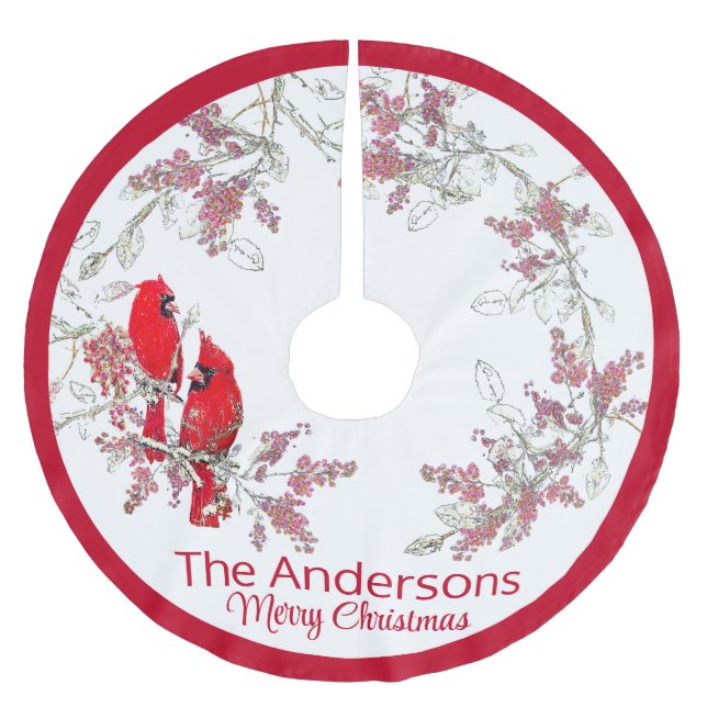 Weihnachten Kardinal gebürstet Polyester Tree Skir Weihnachtsbaumdecke (Vorderseite)