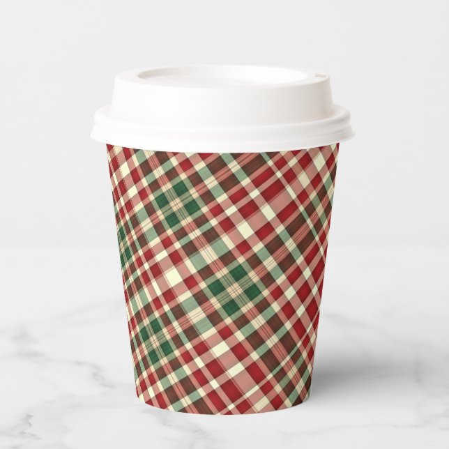 Weihnachten Kariert 11-PAPIER CUPS Pappbecher (Vorderseite)