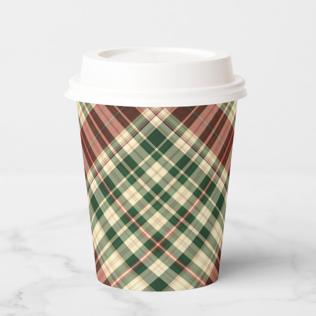 Weihnachten Kariert 14-PAPIER CUPS Pappbecher (Links)