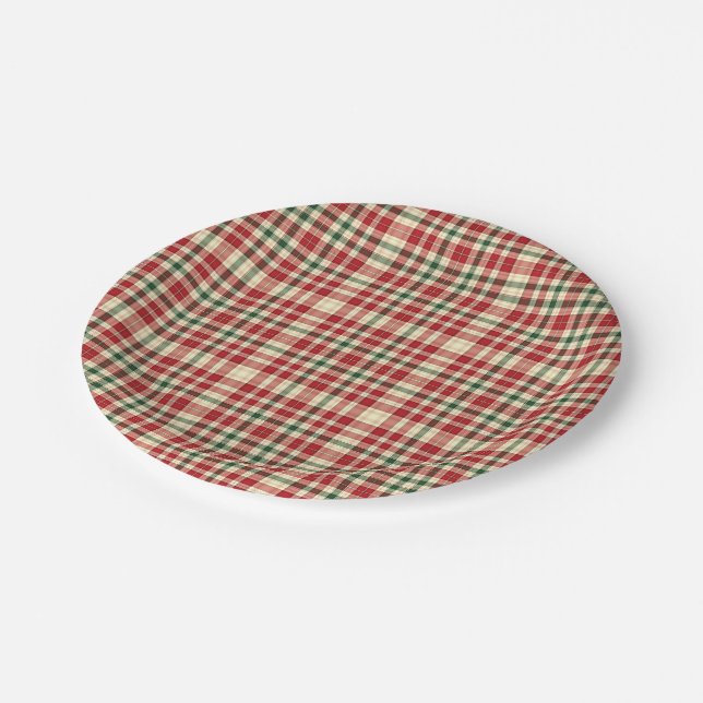 Weihnachten Kariert 18-PAPIERTELLER Pappteller (Schrägansicht)