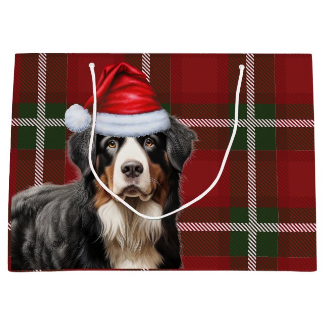 Weihnachten Kariert Bernese Mountain Dog Lover Url Große Geschenktüte (Vorderseite)