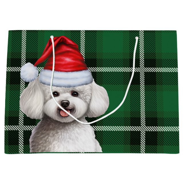 Weihnachten Kariert Bichon Frise Dog Lover Holiday Große Geschenktüte (Vorderseite)