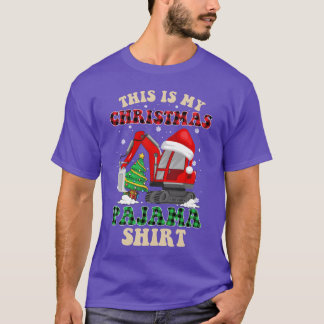 Weihnachten Kariert Ecavator Funny Christmas Pajam T-Shirt