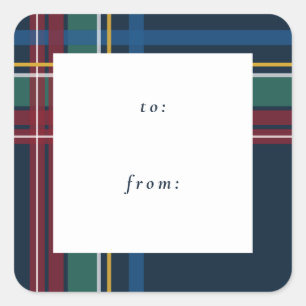 Weihnachten kariert, einfach zum Feierabend Quadratischer Aufkleber