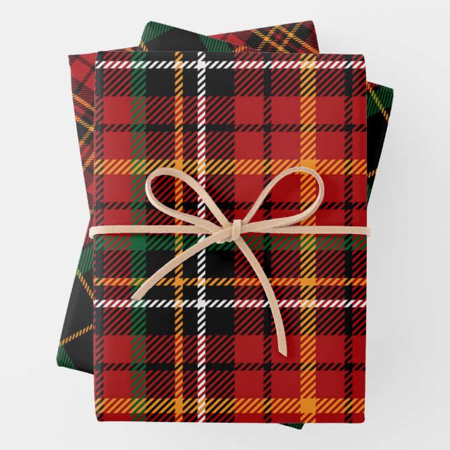 Weihnachten Kariert Fester Tartan Geschenkpapier Set (Beispiel)