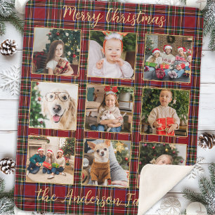 Weihnachten Kariert Gold Custom Foto Collage Sherpadecke