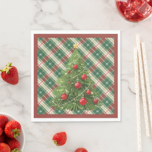 Weihnachten Kariert grün, weiß, rot Serviette