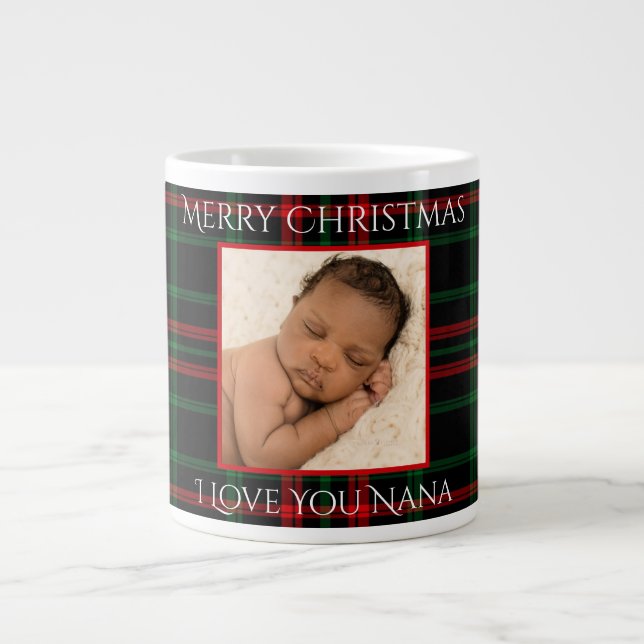 Weihnachten Kariert ich Liebe Sie Nana Ihr Foto Jumbo-Tasse (Vorderseite)