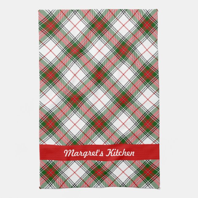 Weihnachten Kariert ~ Personalisiert Geschirrtuch (Vertikal)