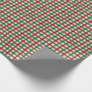 Weihnachten Kariert Red Green Imitats Burlap Rusti Geschenkpapier