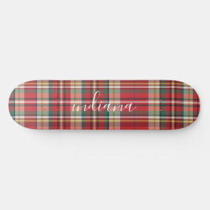 Weihnachten Kariert Rustikal Rot Grün personalisie Skateboard