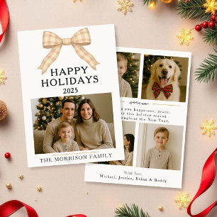 Weihnachten Kariert Trendy Bow Foto Ferienwohnungs Einladung