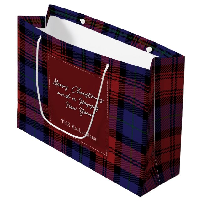 Weihnachten Kariert Urlaub MacLachlan Tartan Große Geschenktüte (Vorderseite Schrägansicht)
