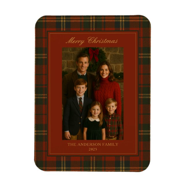 Weihnachten Kariert Zeitlos Elegantes Foto Magnet (Vertikal)