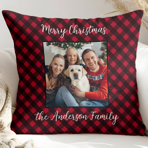 Weihnachten Karierte Familie Personalisiert Modern Kissen