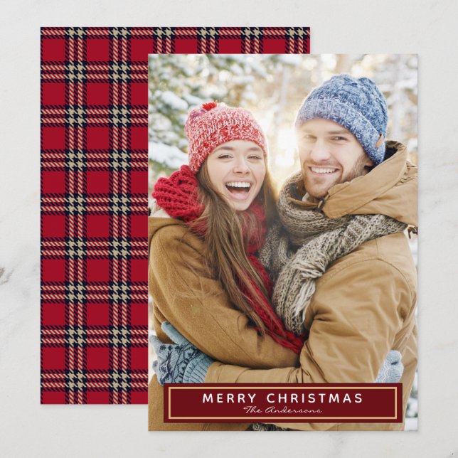 Weihnachten Karierte Fotokarte (Vorne/Hinten)