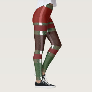 Weihnachten Karierte grüne Burgandi-Leggings Leggings