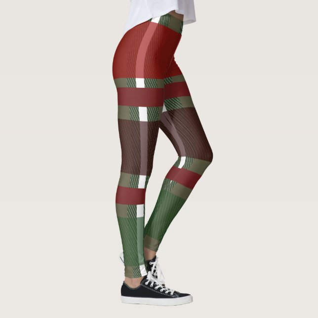 Weihnachten Karierte grüne Burgandi-Leggings Leggings (Rechts)