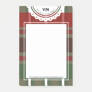 Weihnachten Karierte grüne rote Spitzen Erstgeschä Post-it Klebezettel