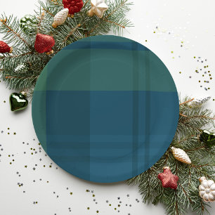 Weihnachten karierte Marine Grüne Feier Pappteller