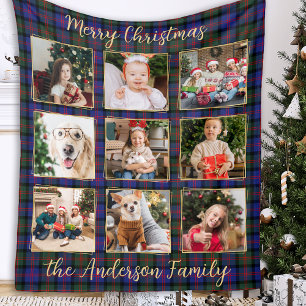 Weihnachten Karierte Personalisierte FotoCollage Fleecedecke