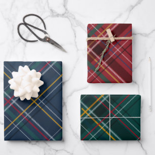 Weihnachten karierter, farbenfroher, koordinierend geschenkpapier set