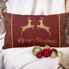 Weihnachten Karierter Goldfoil-Hirsch Lendenkissen